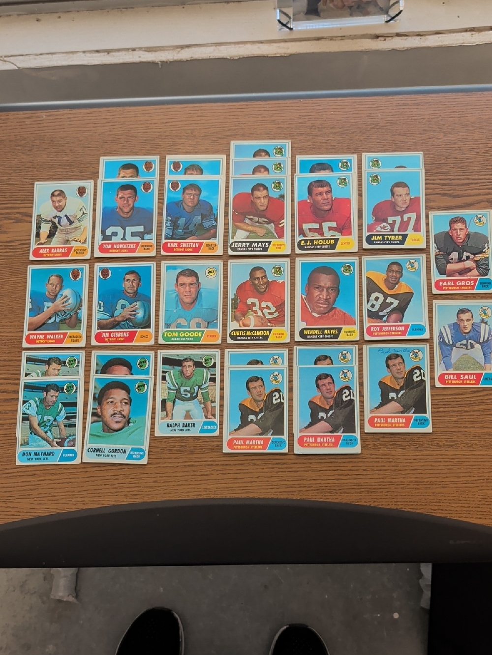 Vintage 1968 Football Trading Cards - Lot with Blue Backs